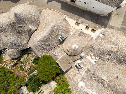 Aerial image of the historic town of Alberobello, Italy
