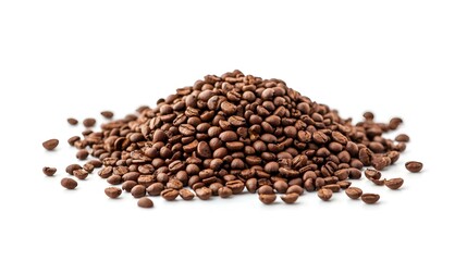 cofee beans in a corner on a white background