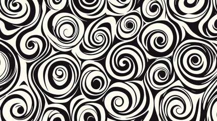 Fototapeta premium Black and White Swirl Pattern with Abstract Spirals and Curves