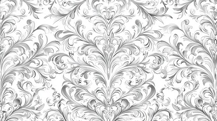 Fototapeta premium Elegant Baroque Floral Pattern in Monochrome Tones for Design