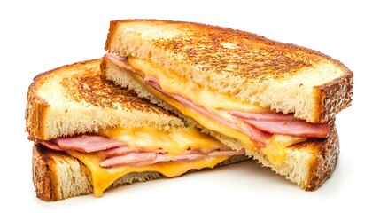 Crispy toasted sandwich with ham and melted