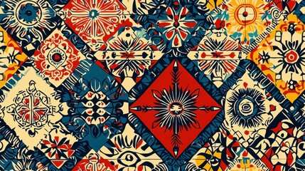 Colorful Geometric Pattern with Intricate Designs and Vivid Colors