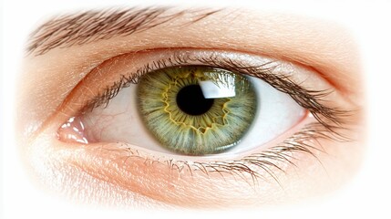 Obraz premium Close Up of Hazel Eye with Detailed Eyelashes and Soft White Background
