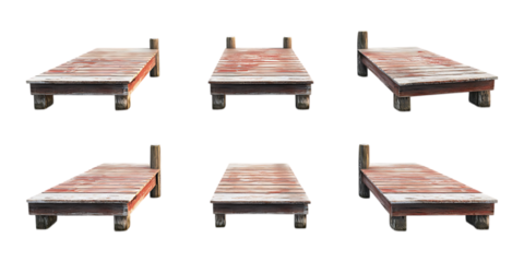 Pack Dock Set Against Transparent Background for Waterfront Branding, Harbor Illustration, or Landscape Design