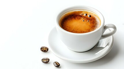 Fototapeta premium Freshly brewed cup of espresso isolated on white