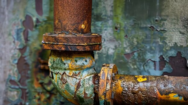 Rostiges Rohr mit Wasserleck als Symbol f&uuml;r Infrastrukturprobleme