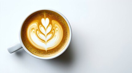 Latte Art coffee in white background