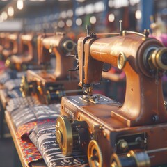Fototapeta premium Vintage sewing machines lined up