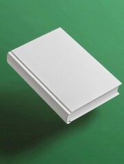 Blank Hardcover Book Floating Over Bright Green Background