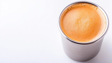 A luxurious cup of indian coffee featuring exquisite swirls of foam and a rich creamy top for coffee lovers