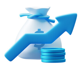 3D Financial Growth Isolated Transparent Png Background Finance Business Investment Success.