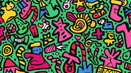 Colorful Abstract Pattern with Fun Shapes and Elements for Design