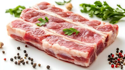 Fototapeta premium Raw pork belly isolated on white background