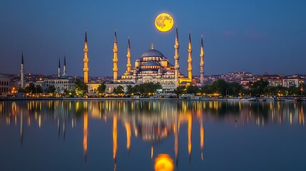 Obraz premium Sultan Ahmed Mosque at Night, Istanbul