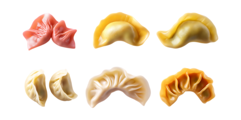 Pack Dumpling Set Against Transparent Background for Asian Cuisine Branding, Food Promotion, or Restaurant Design