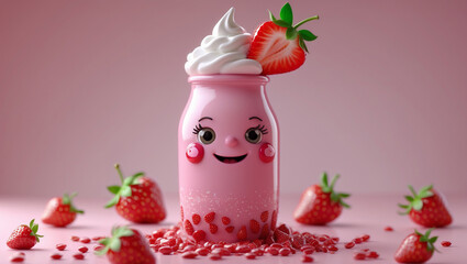  Strawberry Milkshake Bottle &ndash; Cute Kawaii Design