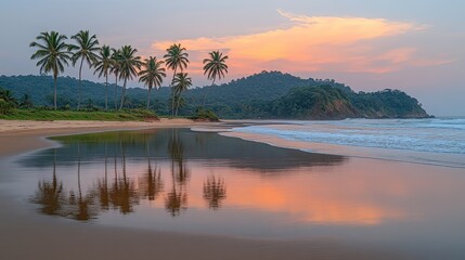 Relaxing sunset reflection tropical beach nature photography coastal environment serene viewpoint