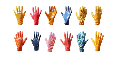 Fototapeta premium Pack Gloves Set Against Transparent Background for Fashion Design, Winter Wear, or Safety Equipment Branding Projects