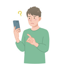 スマホを持って考える男性