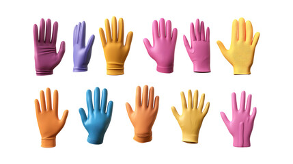 Fototapeta premium Pack Gloves Set Against Transparent Background for Fashion Design, Winter Wear, or Safety Equipment Branding Projects