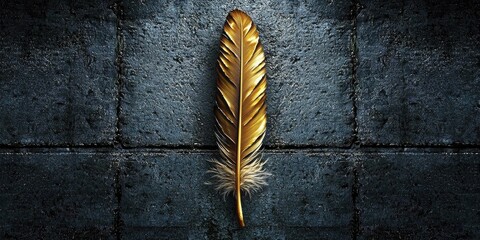 Minimalist perspective of one feather on textured ground, evoking a sense of buoyancy and liberation in imaginative thought.