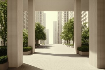 Urban nature corridors feature greenery interlacing cityscapes, representing a commitment to eco-friendly urban development.