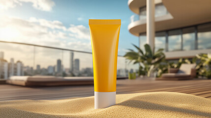 Minimalist Cosmetic Tube Mockup in Natural Setting