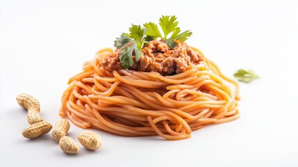 Delicious plate of spaghetti with flavorful minced meat sauce for a satisfying italian-inspired meal experience