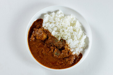 ネパールカレー　レトルトカレー　俯瞰　Nepalese curry, instant curry, bird's-eye view