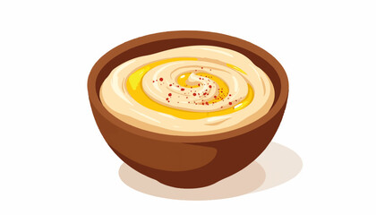 Bowl of creamy hummus with olive oil swirl
