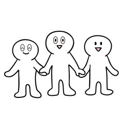 笑顔で手をつないでいる人々