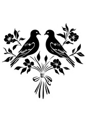 Art Nouveau dove Graphic Accents, vector illustration, vintage elements	

