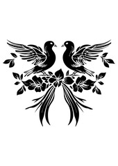 Art Nouveau dove Graphic Accents, vector illustration, vintage elements	
