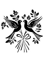 Art Nouveau dove Graphic Accents, vector illustration, vintage elements	
