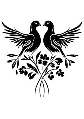 Art Nouveau dove Graphic Accents, vector illustration, vintage elements	
