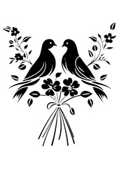 Art Nouveau dove Graphic Accents, vector illustration, vintage elements	
