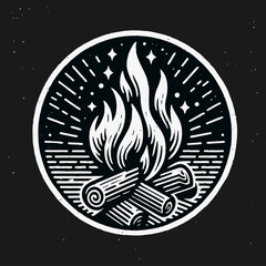 Fire Engrave logo icon design illustration template