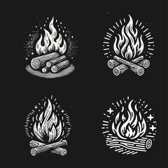 Fire Engrave logo icon design illustration template
