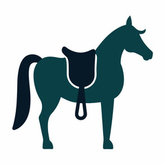 Vector flat horse on white background.