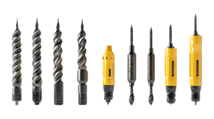 Pack Drill Set Against Transparent Background for Construction Branding, Power Tool Promotion, or Industrial Design