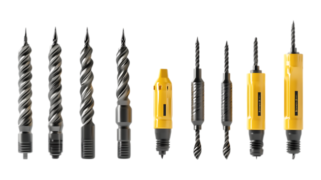 Pack Drill Set Against Transparent Background for Construction Branding, Power Tool Promotion, or Industrial Design