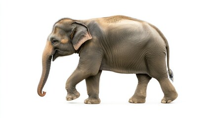 Obraz premium Side view of an Asian elephant calf walking.
