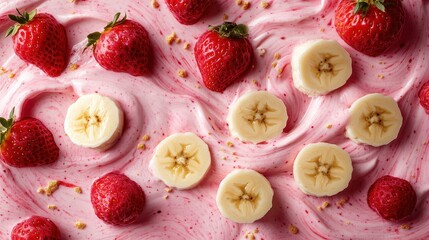 Scrumptious Strawberry Banana Ice Cream Textural Splatter Backdrop