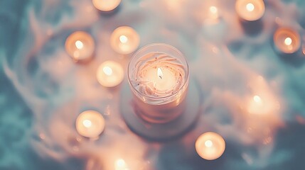 Candlelit serenity a meditative scene home photography soft glow aerial view tranquility
