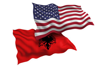 Obraz premium Uruguay and Albania Friendship Flags Diplomatic Relations of Two countries, Sports competition