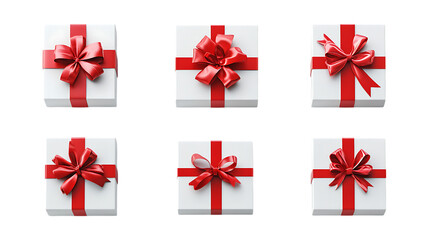 Pack Gift Bag Set in Different Poses Against Transparent Background for Celebration Themes, Retail Packaging, or Holiday Branding