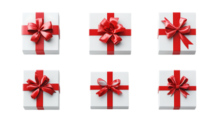 Pack Gift Bag Set in Different Poses Against Transparent Background for Celebration Themes, Retail Packaging, or Holiday Branding