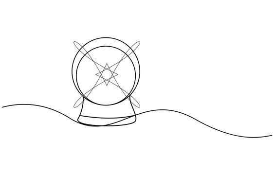recommend clip art: One continuous line drawing of Crystal ball. Mafic glass globe for concept predict fortune teller in simple linear style, Magic Crystal Ball Line Icon Editable Stroke