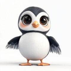 Obraz premium A Cute Cartoon Penguin Standing On A White Background Displaying Itself