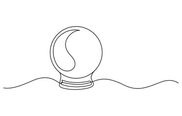 Obraz premium One continuous line drawing of Crystal ball. Mafic glass globe for concept predict fortune teller in simple linear style, Magic Crystal Ball Line Icon Editable Stroke